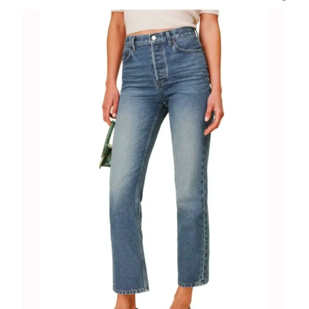 Reformation Hanna Mid Rise Relaxed‎ Jeans Womens 30 Kama Wash Button Fly Denim